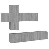 7-delige Tv-meubelset bewerkt hout grijs sonoma eikenkleurig - thumbnail