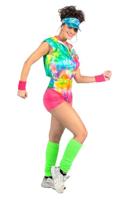 Aerobic Party Outfit Tie Dye Neon Dames - thumbnail