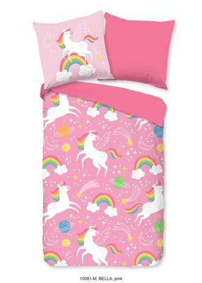 Pure Wasbaar kinderdekbed "eenhorens en regenbogen, wasbaar dekbed" - Roze - 135x200 cm