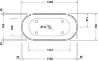 Vrijstaand Ligbad Duravit D-Neo 160x75x60 cm Met Overloop Mat Wit - thumbnail