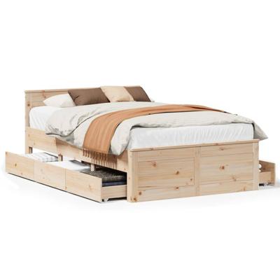 Bedframe zonder matras met hoofdbord grenenhout 200x200 cm