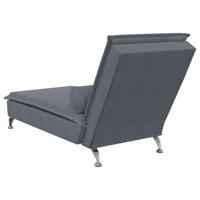 Massage chaise longue met bolster fluweel donkergrijs - thumbnail