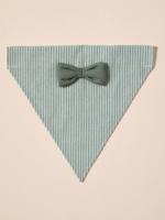 Gestreept katoenen bandanaslabbetje voor honden saliegroen - thumbnail