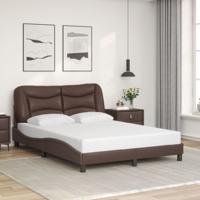 Bedframe met LED-verlichting kunstleer bruin 140x190 cm - thumbnail