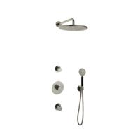 Hotbath Cobber - Inbouw Regendoucheset - Geborsteld Nikkel - 2 Stopkranen - Thermostatisch - Wandarm 38.5 cm - Hoofddouche 300 mm - Ronde Handdouche 3 Standen - Waterbesparend - thumbnail
