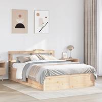 Bedframe met hoofdbord massief grenenhout wit 140x200 cm - thumbnail