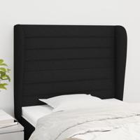 Hoofdbord met randen 83x23x118/128 cm stof zwart - thumbnail