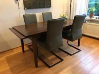 Set van 4 leren eetkamerstoelen - met sledepoot - groen leer - Echt leer, Industrieel, ontdek de vele Leersoorten en Kleuren bij ShopX - thumbnail