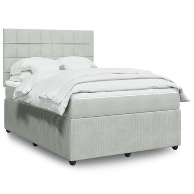 Boxspring met matras fluweel lichtgrijs 140x190 cm