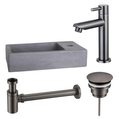 Fortifura Fuente fonteinset - 40x22x8cm - 1 kraangat - fonteinkraan gunmetal - beton SW696237/SW696207/SW696217/SW405221 Fortifura Fuente fonteinset - 40x22x8cm - 1 kraangat - fonteinkraan gunmetal - beton SW696237/SW696207/SW696217/SW405221