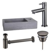 Fortifura Fuente fonteinset - 40x22x8cm - 1 kraangat - fonteinkraan gunmetal - beton SW696237/SW696207/SW696217/SW405221 - thumbnail