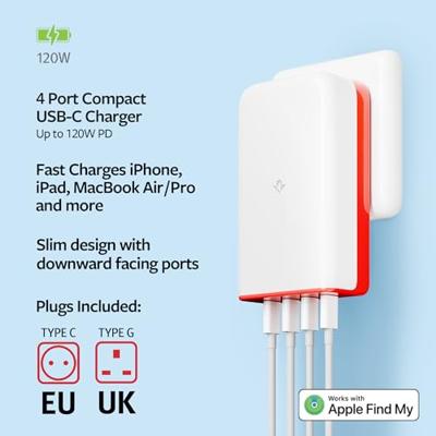 Twelve South Twelve South PlugBug 120W USB-C Wall Cha USB-oplader 120 W USB-C Wit, Rood - thumbnail