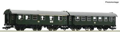 Roco 6200123 H0 2-delige set 1 ombouwwagen van de DB 1e/2e Klasse wagens, genus AB3yg, 2e klas rijtuigen, genus B3yge