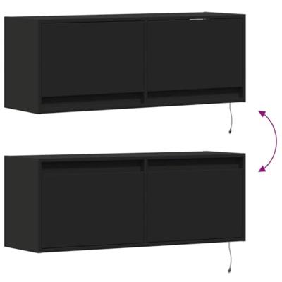 Tv-wandmeubel met LED-verlichting 100x31x35 cm zwart