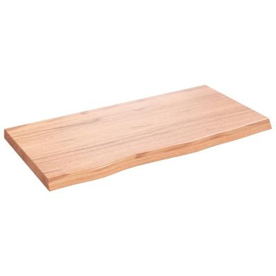 Wandschap 80x40x(2-4) cm behandeld massief eikenhout lichtbruin