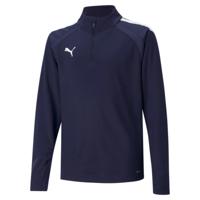 PUMA teamLIGA Trainingstrui 1/4-Zip Kids Donkerblauw Wit - thumbnail
