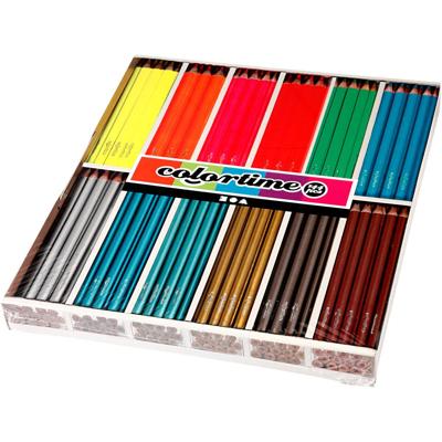 Colortime Kleurpotloden, l: 17,45 cm, vulling 4 mm, metallic kleuren, neon kleuren, 144 stuk/ 1 doos