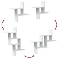 Wandschappen 2 st 38x12x38 cm bewerkt hout wit - thumbnail