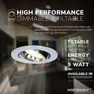 Set van 6 Maya LED inbouwspots - 4 Watt 345 lumen - 2700K Warm wit - GU10 - Dimbaar - Rond - Kantelbaar - IP20 voor binnen - Chroom