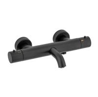 Plieger Napoli badkraan thermostatisch met omstel met koppelingen cool body mat zwart CI31306NE - thumbnail