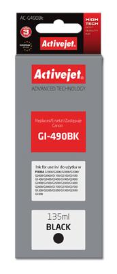 Activejet AC-G490Bk (vervanging voor Canon GI-490BK; Supreme; 135 ml; zwart)