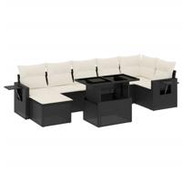 8-delige Loungeset met kussens poly rattan zwart - thumbnail