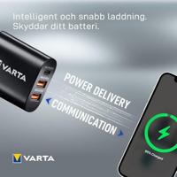 Varta 57958101401 Wall Charger inclusief USB type C-kabel, 3 USB-aansluitingen: 1x USB-type C 3.0A en 2x USB a 2,4A shared, Zwart - thumbnail