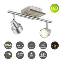 Light depot - LED opbouwspot Drift 2 lichts - 35,5 cm - mat staal - Outlet - thumbnail