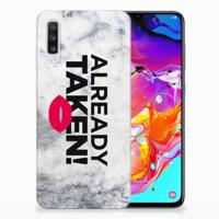 Samsung Galaxy A70 | Siliconen hoesje | met naam Already Taken White - thumbnail