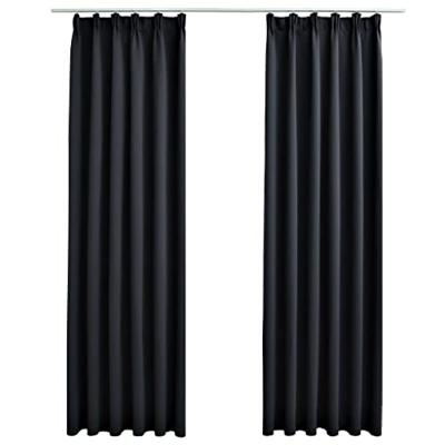 VidaXL Gordijnen verduisterend met haken 2 st 140x225 cm zwart VidaXL Gordijnen verduisterend met haken 2 st 140x225 cm zwart