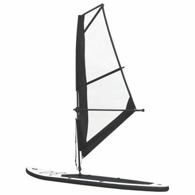 Stand Up Paddleboard opblaasbaar met zeilset zwart en wit - thumbnail