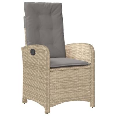 Tuinstoelen 2 st verstelbaar kussens poly rattan gemengd beige Tuinstoelen 2 st verstelbaar kussens poly rattan gemengd beige