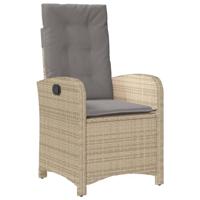 Tuinstoelen 2 st verstelbaar kussens poly rattan gemengd beige - thumbnail