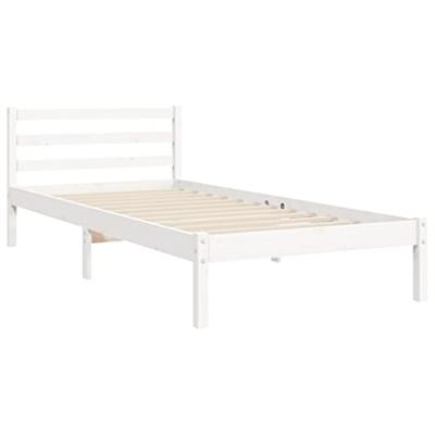 Bedframe met hoofdbord massief hout wit