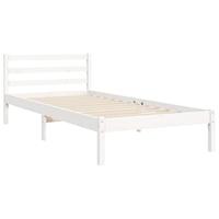 Bedframe met hoofdbord massief hout wit - thumbnail