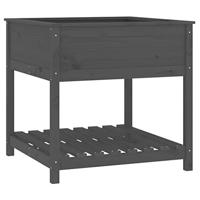 VidaXL Plantenbak met schap 82,5x82,5x81 cm massief grenenhout grijs - thumbnail
