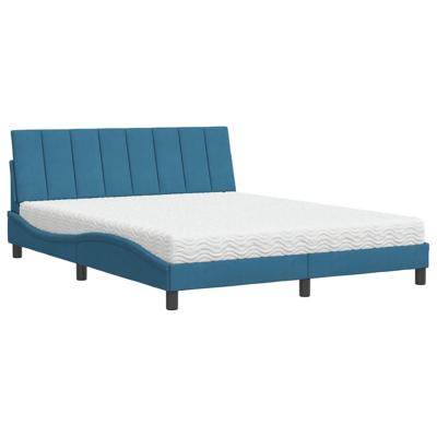 Bed met matras fluweel blauw 180x200 cm
