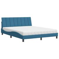 Bed met matras fluweel blauw 180x200 cm - thumbnail