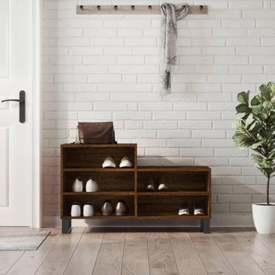 VidaXL Schoenenkast 102x36x60 cm bewerkt hout bruin eikenkleur VidaXL Schoenenkast 102x36x60 cm bewerkt hout bruin eikenkleur