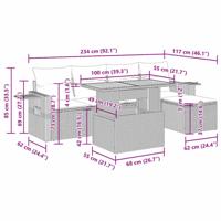 6-delige Loungeset met kussens poly rattan beige - thumbnail