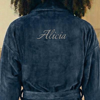 Dames badjas borduren - Donkerblauw - S/M