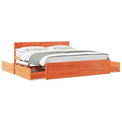 Bedframe zonder matras massief grenenhout wasbruin 180x200 cm