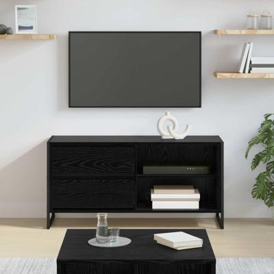 TV-kast met lade Zwart Eiken 100 x 36 x 49,5 cm Bewerkt hout