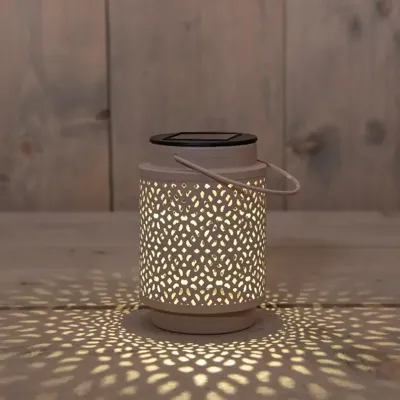 Anna's Collection Lantaarn solar LED metaal 8,5 x 8,5 x 12 cm Zand