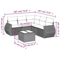 6-delige Loungeset met kussens poly rattan zwart - thumbnail