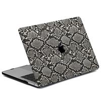 Lunso MacBook Pro 16 inch (2019) Leren cover hoes - case - Snake Pattern Grey - thumbnail