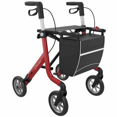 Rollator Streamer (6,2 kg) | Rehasense | Lichtgewicht | Zachte banden | Gesloten tas | Rood | Large | LRMRL60NUP