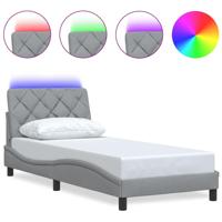 Bedframe met LED zonder matras 80x200 cm stof lichtgrijs - thumbnail