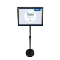 Europel info vloerstandaard Economy, lijst 25 mm, A3, zwart - thumbnail