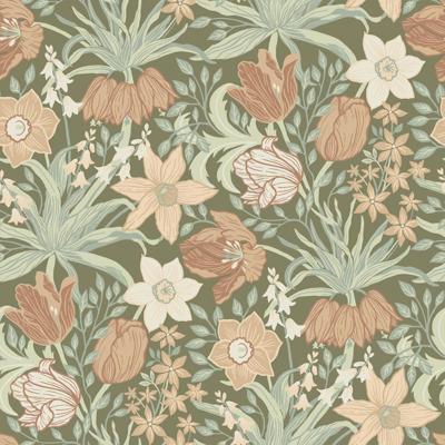 Dutch Wallcoverings Fagelsang - Cecilia Dark Green